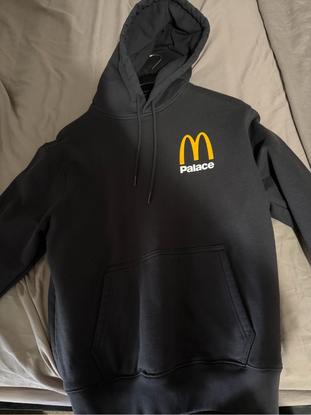 PALACE Black Hoodie with Yellow Logo Arch. Size M